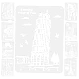 OATIPHO 9 Blatt Wiederverwendbare PET Malschablonen für Landschaftszeichnungen Waschbare...