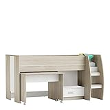 habeig Kinderbett Bett #655 Hochbett Spielbett mit Schubfach und Schreibtisch unterm Bett weiß mit...
