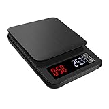 Healifty Elektronische Küchenwaage mit Timer Digitale Kaffeewaage für Präzises der Küche Schwarz...