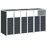 vidaXL Mülltonnenbox für 3 Tonnen Anthrazit 216x81x115 cm Stahl, 1er Mülltonnenbox,...