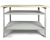Ondis24 Werkbank 120cm Nobbi Pro Packtisch aus Metall, mit Arbeitsplatte, höhenverstellbare...