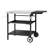 Royal Gourmet Outdoor Grilltisch, 3-Etagen Servierwagen mit 70 x 50 cm Edelstahl Tischplatte und 30...