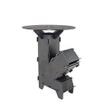 Fire World Raketenofen inkl. 5 mm Grillplatte Rocket Stove Stecksystem aus massivem 3 mm dickem...