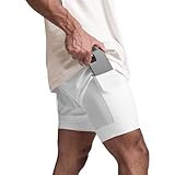 XDSP Herren Running 2 in 1 Shorts Trainingshosen für Herren kurz Sommer Kompressionsshorts Schnell...