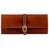 Time Resistance Cognac Braun Leder Schmuck Organizer – 100% Leder Schmuckrolle für Reisen...