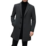 Generisch Trenchcoat Herren Lang Cardigan Knopfleiste Revers Windbreaker Einfarbig Mantel Gekerbte...