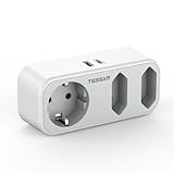TESSAN Mehrfachstecker mit USB, Doppelstecker für Steckdose, Doppelsteckdose für Steckdose, 3 Fach...