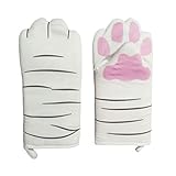 Topflappen, Ofenhandschuhe, Baumwolle, Katzenklauen, Anti-Verbrühung, 250 °C, hitzebeständig, 1...