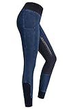 RIDERS CHOICE Damen Jeansreitleggings mit Silikonvollbesatz und Handytasche - RidersDeal Collection...