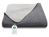 ZOLLNER Kuscheldecke zweifarbig in 150x200 cm - kuschelige Sofadecke in grau - waschbar bis 40°C -...