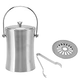 Doppelwandiger Eiskübel aus Edelstahl mit Deckel, 1 l, Taillenförmiges Design für Champagner,...