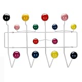 Generisch Kleiderhaken Holzkugel, Wandgarderobe mit 14 bunten Haken, Minimalistische Hakenleiste...