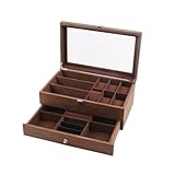 ATGQBCF Schmuckkästchen Uhrenbox Organizer Holz 12 Fächer Großhandel Walnuss Schmuckschatulle...