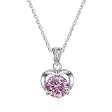 Accessoires Herzketten für Frauen, 1CT Moissanit Diamond Halskette, d Farbe blau grün rosa...