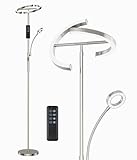 ANTENLICHT Stehlampe Dimmbar LED | Silber-Stehleuchte 20W mit flexibler 7W Leselampe | Modern...
