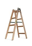 DRABEST - Holzleiter - für Malerarbeiten - 2X 4 Sprossen - m lang - bis 150 kg - Arbeitshöhe 1,24m...