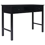 ECLAY Büroschreibtisch Schreibtisch Schreibtisch schwarz 108x45x76 cm Massivholz Paulownia