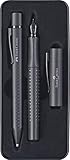 FABER-CASTELL 201626 - Geschenkset Grip Edition, All Black, mit Füller M und Kugelschreiber XB im...