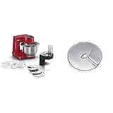 Bosch Küchenmaschine Serie 2 MUMS2ER01, Edelstahl-Schüssel 3,8 L & Asia-Gemüse-Scheibe MUZ45AG1,...