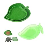 TINGTING 4er Set Reptilien Wasserschale & Futternapf in Blattform – Grün & Nachtleuchtend –...