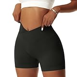 Vertvie Damen Gym Shorts V Cross Stretch Push Up Yoga Shorts Booty Scrunch Fitness Hosen Kurz High...