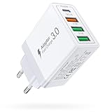 Cawhaw USB C Ladegerät, PD+QC3.0 40W 4-Port Adapter,USBMehrfachstecker, für i Phone 15 14 13 12...