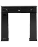 Deko-Kaminumrandung schwarz 107 x 100 cm Kaminattrappe Kaminkonsole Retro Mispec