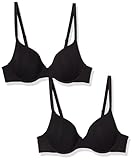 Amazon Essentials Damen Bequemer T-Shirt-BH Mit Bügel, 2er-Pack, Schwarz, 80B