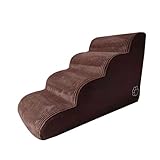 Haustiertreppe für Bett | Cats hochdichte Schaumstofftreppen mit 4 Ebenen – atmungsaktive Stufen...