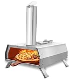 Anman Pizzaofen im Freien, 16 Zoll Multi-Fuel drehbare Pizzaöfen, tragbarer Edelstahl-hölzerner...