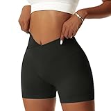 Vertvie Damen Gym Shorts V Cross Stretch Push Up Yoga Shorts Booty Scrunch Fitness Hosen Kurz High...