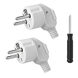 2 Stücke Schuko Stecker, Stecker 230v, Schukostecker mit Schraubendreher, Stromstecker mit...