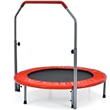 COSTWAY φ101cm Mini Trampolin, Fitness Trampolin faltbar, Kindertrampolin mit höhenverstellbarm...