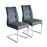 Riess Ambiente 2er Set Freischwinger Stuhl Comfort - anthrazit - Microfaser Stahl-Gestell - Bauhaus...