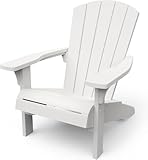 Keter Troy Adirondack Gartenstuhl weiß, wetterfest, Holz-Look, stabil bis 160 kg, ergonomische...