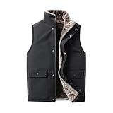 Dicke, warme Herren-Winterjacke, ärmellos, Schwarz , XXL