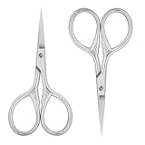 2 Stück Bartschere Edelstahl Augenbrauenschere 9cm Nasenhaarschere Professionelle...