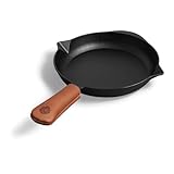 BURNHARD Gusseisen Pfanne Ø30 cm, Bratpfanne, Pre-Seasoned, inkl. Griffschutz aus Leder - Für...