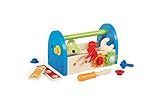 Hape Werkzeugkasten - aus Holz mit Zubehör, farbenfrohe Werkbank Hammerspielset für Kinder,...