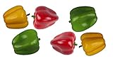 Deko Paprika 6 Stück, Rot, Gelb und Grün, Lebensechtes Plastikgemüse, Kunstgemüse, Kunstobst,...