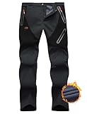 HFDWYJ Thermohose Herren Winter Softshellhose Fleece Gefütterte Outdoor Hose wasserdichte Skihose...