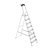 Bayersystem Aluleiter 8-stufig, mit Werkzeugablage, leicht, klappbar, Tragkraft 150 kg,...