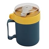 Garneck Tragbare Frühstückstasse mit Deckel und Löffel Mikrowellengeeigneter Müslibecher aus PP...
