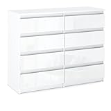 MRBLS_HOME Kommode mit 8 Schubladen - Holz Sideboard 120 x 92,5 x 33,5 cm (B/H/T) - Schmale Kommode...