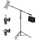 NEEWER Luftgepolstertes Aluminium Lichtstativ, 3m verstellbares Fotostativ mit Galgenarm,...