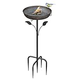 WELDUN Vogeltränke Vogelbad 26CM, Futter Schale Stehend für Draußen Garten, Metall Vogelbecken...