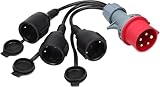 CEE Adapter 400V 16 A Stecker auf 3X Schuko 230V – Hochstromtauglicher Verteiler | 0,5m...