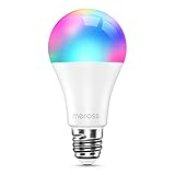 meross Smart LED Lampe, WLAN dimmbare Glühbirne intelligente Mehrfarbige Birne Äquivalent 60W E27...