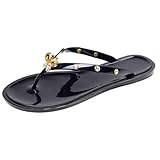 MYLH Sandalen Damen Flach Slippers Zehensandalen Sommer Zehentrenner Strandsandalen Glitzer Strass...