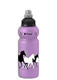 Fizzii Kinder- und Freizeittrinkflasche 500 ml, Motiv Pferd, Farbe flieder (auslaufsicher bei...